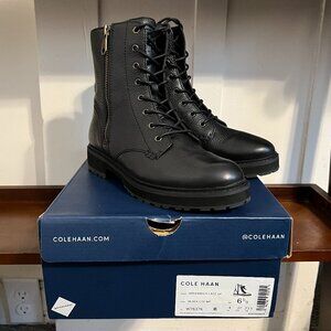 COLE HAAN GREENWICH LACE UP* BOOT SIZE 6.5 WATERPROOFED BLACK